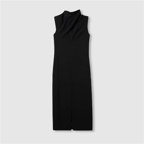 Acetate viscose sable dress in black 